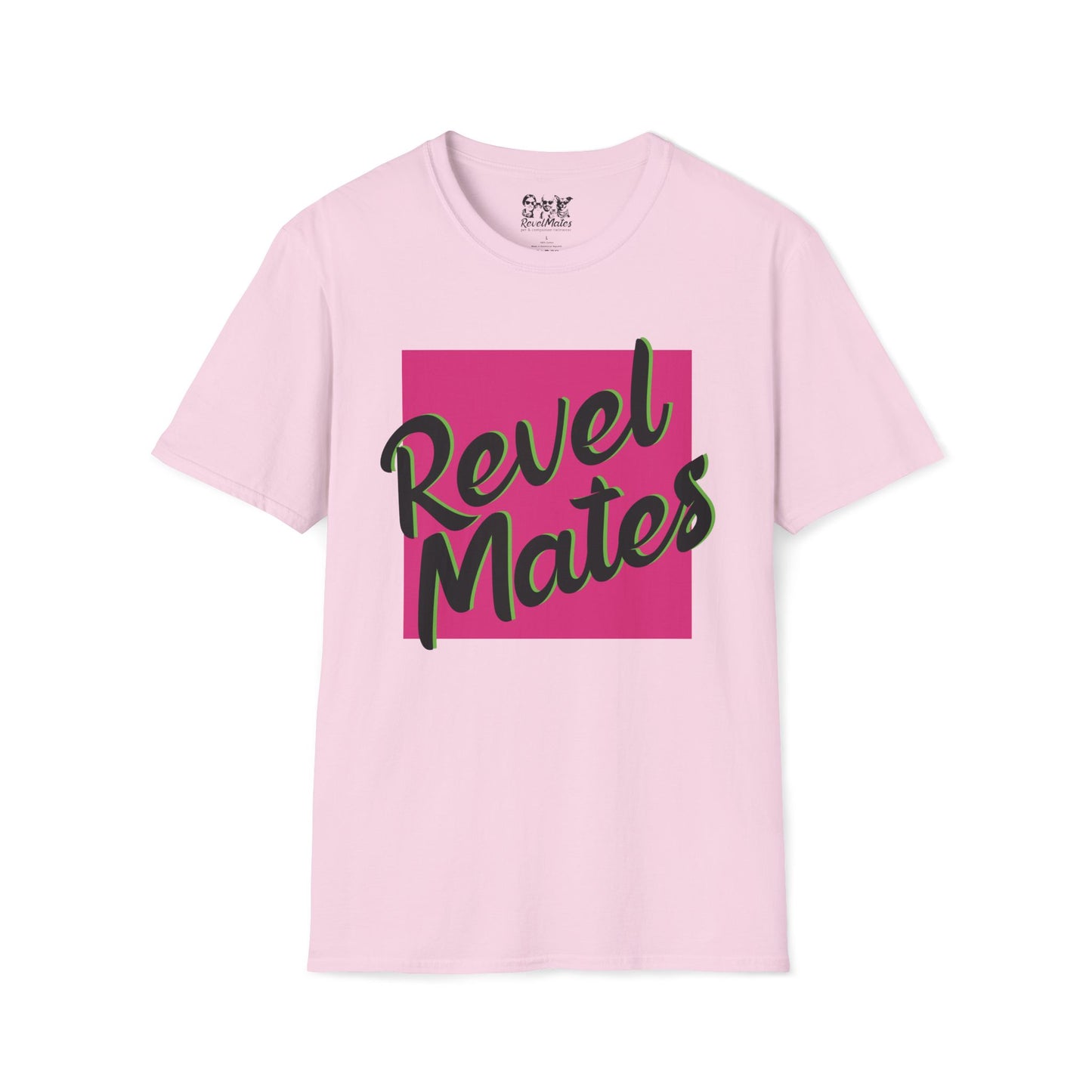 Unisex Softstyle T-Shirt | Fuchsia & Black RevelMates Square Design | 4 colors