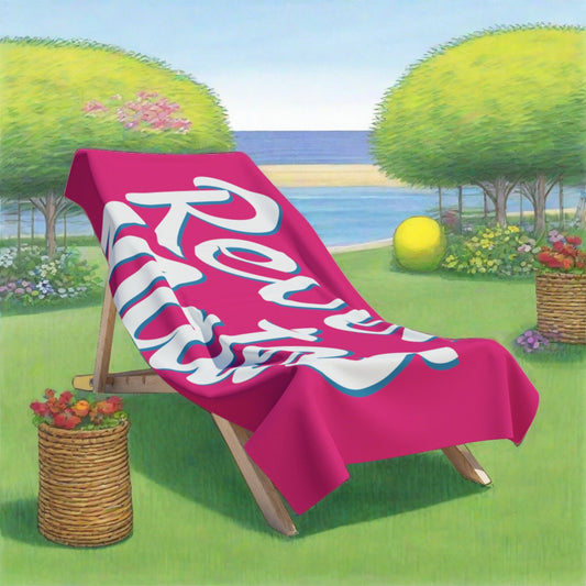 Beach Towel | All Over Print Towel | Fuchsia & White RevelMates Design