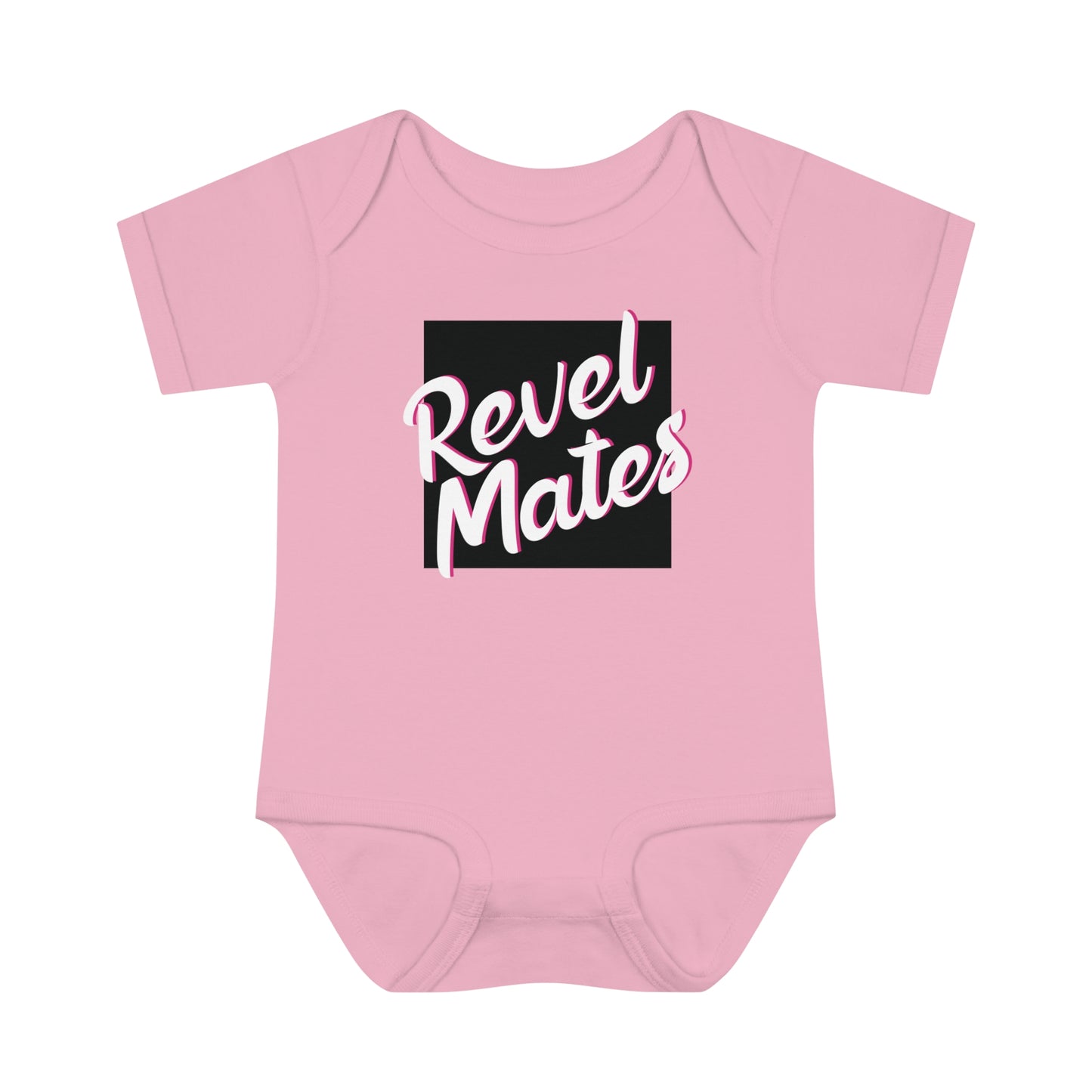 Unisex Infant Baby Rib Bodysuit | NB-24M | Black & White RevelMates Square Design | 4 colors