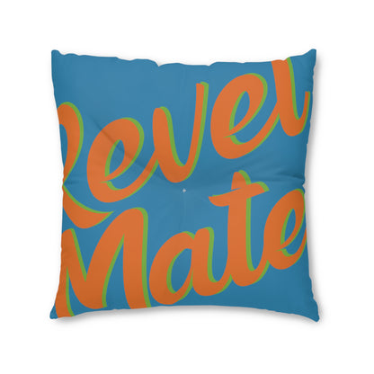 Square Tufted Floor Pillow | for Pets and Companions | Blue & Orange RevelMates Design