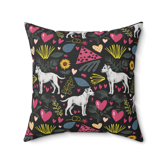 Spun Polyester Square Pillow | Hearts & Tails Design | 4 sizes