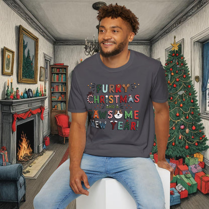 Unisex Softstyle T-Shirt | Solid Colors V.1 | Furry Christmas Design | 14 colors