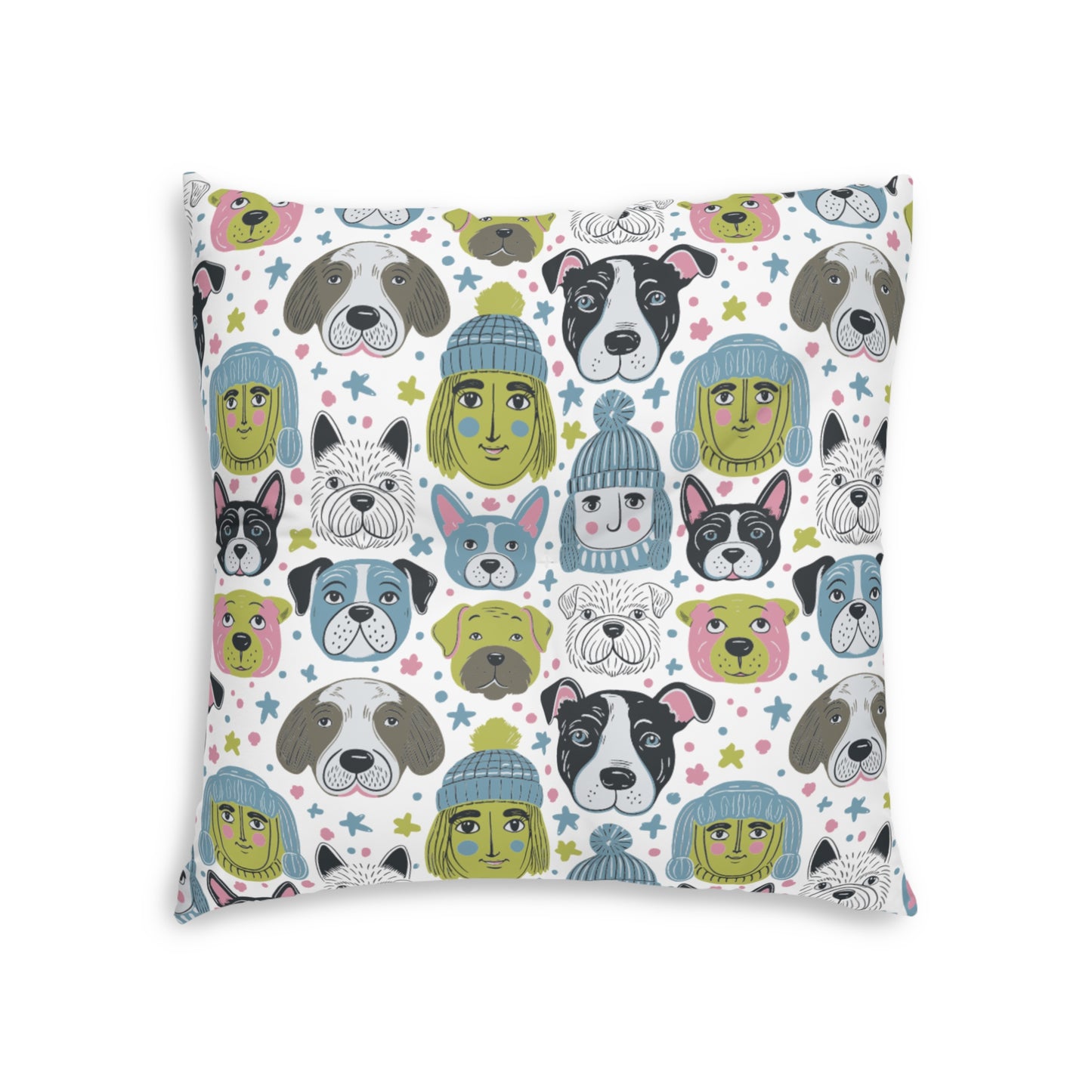 Square Tufted Floor Pillow | for Pets and Companions | Winter Doggies Design