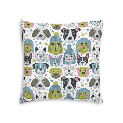 Square Tufted Floor Pillow | for Pets and Companions | Winter Doggies Design