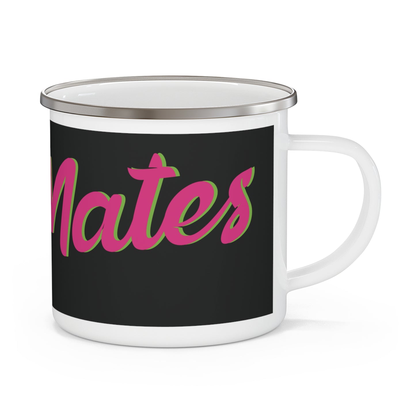 Enamel Camping Mug 12oz (350ml) | Black & Fuchsia RevelMates Design