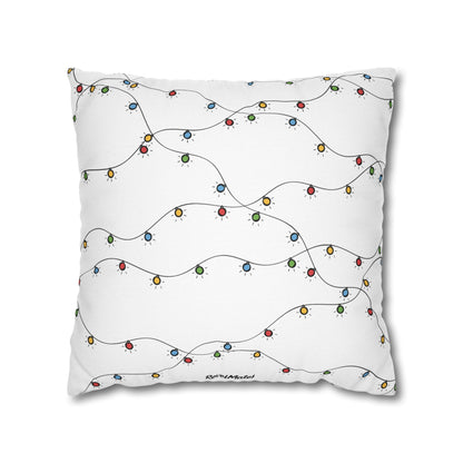 Spun Polyester Square Pillowcase | Christmas Lights Design | 4 sizes