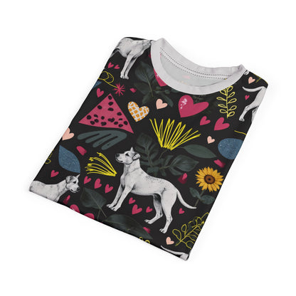 Unisex Cut & Sew T-Shirt | All Over Print Tee | Hearts & Tails Design