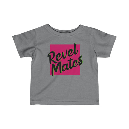 Infant Unisex Fine Jersey T-Shirt | 6M-24M | Fuchsia & Black RevelMates Square Design | 4 colors