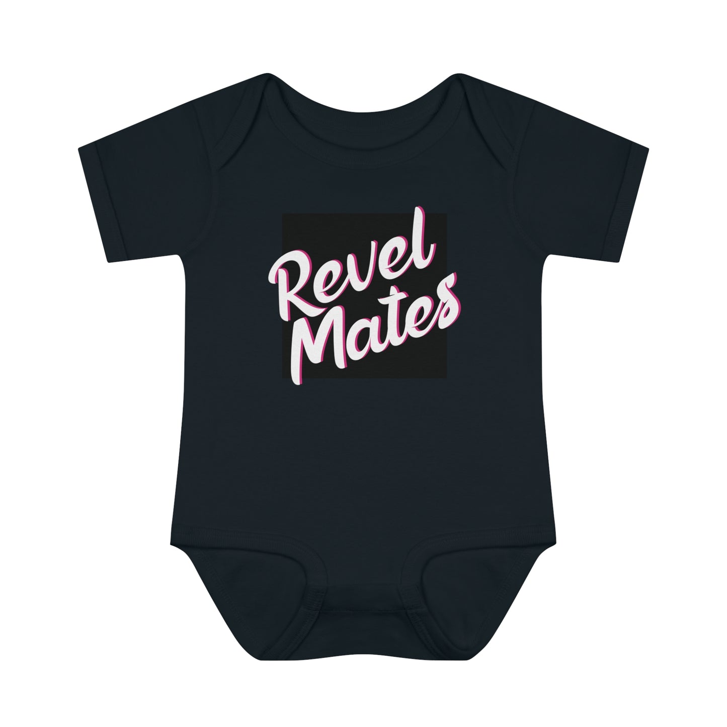 Unisex Infant Baby Rib Bodysuit | NB-24M | Black & White RevelMates Square Design | 4 colors