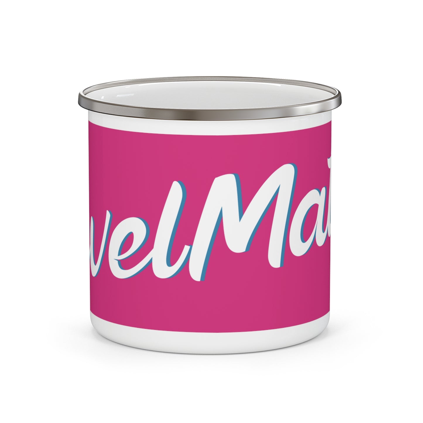 Enamel Camping Mug 12oz (350ml) | Fuchsia & White RevelMates Design