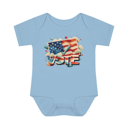 Unisex Infant Baby Rib Bodysuit | NB-24M | VOTE Watercolor Design | US Elections | 8 colors