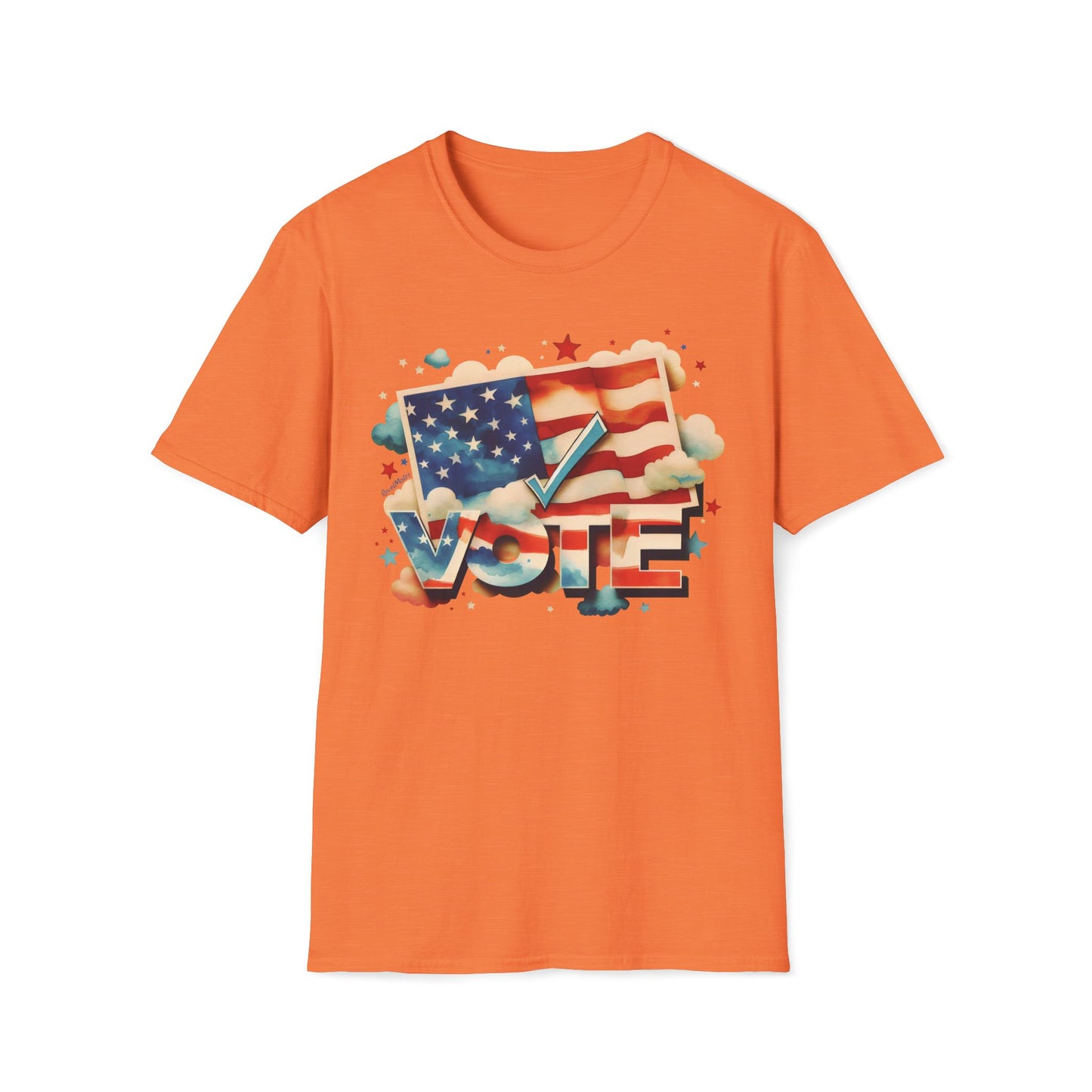 Unisex Softstyle T-Shirt | Heather and Antique Colors | VOTE Watercolor Design | US Elections | 16 colors