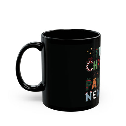 Total Black Ceramic Mug (11oz, 15oz) | Furry Christmas Design | 2 sizes