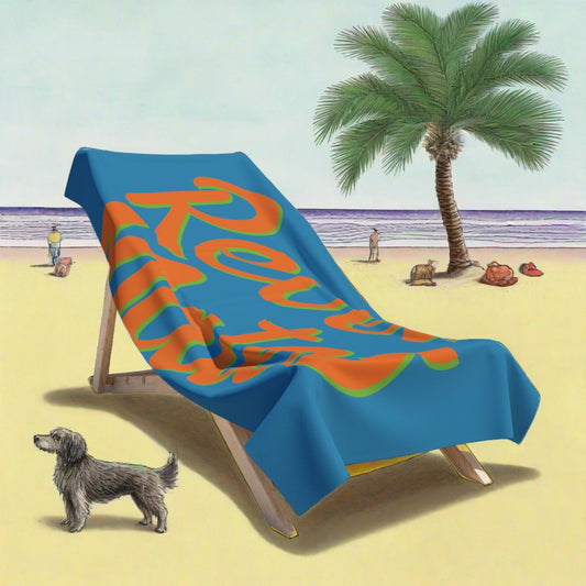 Beach Towel | All Over Print Towel | Blue & Orange RevelMates Design