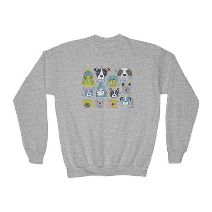 Youth Unisex Crewneck Sweatshirt | Winter Doggies Design | 3 colors