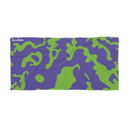 Pet Bath Towel | All Over Print Towel | Camouflage Lavender & Lime Design