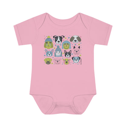 Infant Unisex Baby Rib Bodysuit | NB-24M | Winter Doggies Design