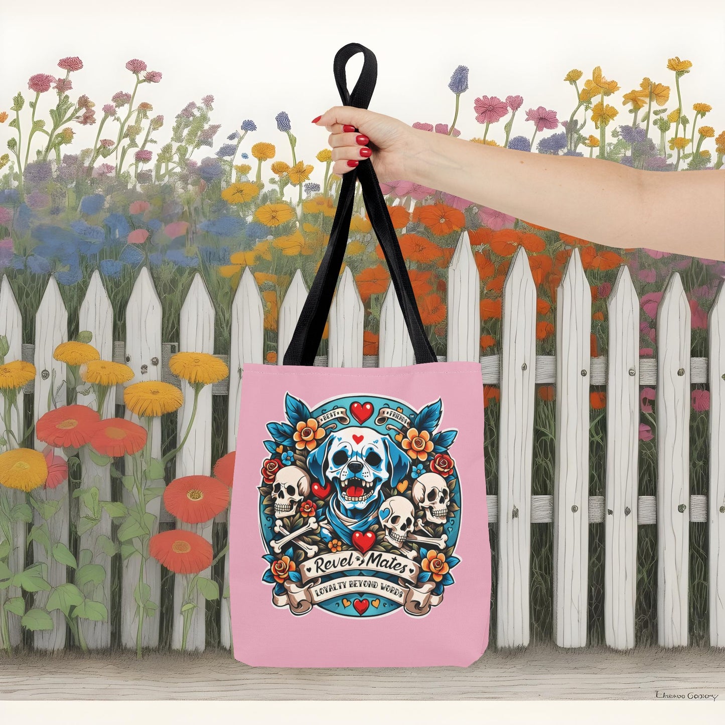 Tote Bag | All Over Print Bag | Dog Skull Tattoo Design