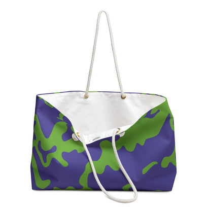 Weekender Beach Bag | All Over Print Bag | Camouflage Lavender & Lime Design