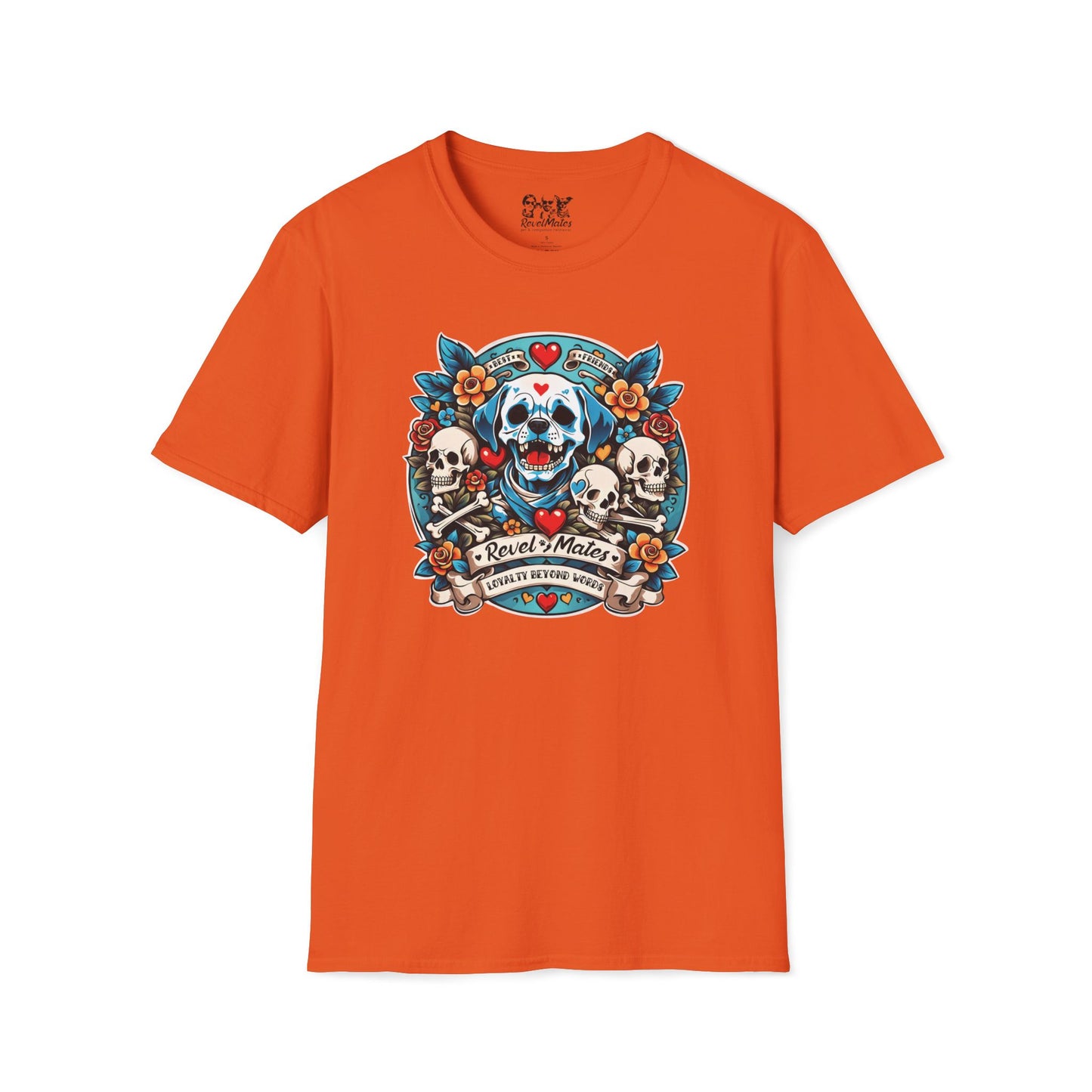 Unisex Softstyle T-Shirt | Solid Colors | Dog Skull Tattoo Design | 15 colors