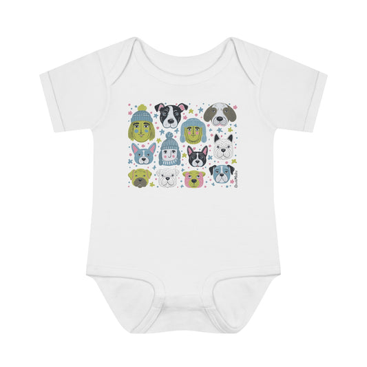 Infant Unisex Baby Rib Bodysuit | NB-24M | Winter Doggies Design