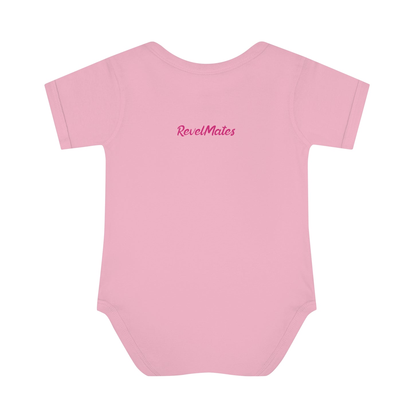 Infant Unisex Baby Rib Bodysuit | NB-24M | Fuchsia & White RevelMates Square Design | 4 colors