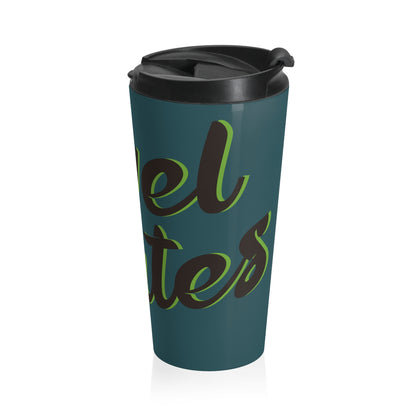 Stainless Steel Travel Mug With Cup 15oz (440ml)| Turquoise & Brown RevelMates Design