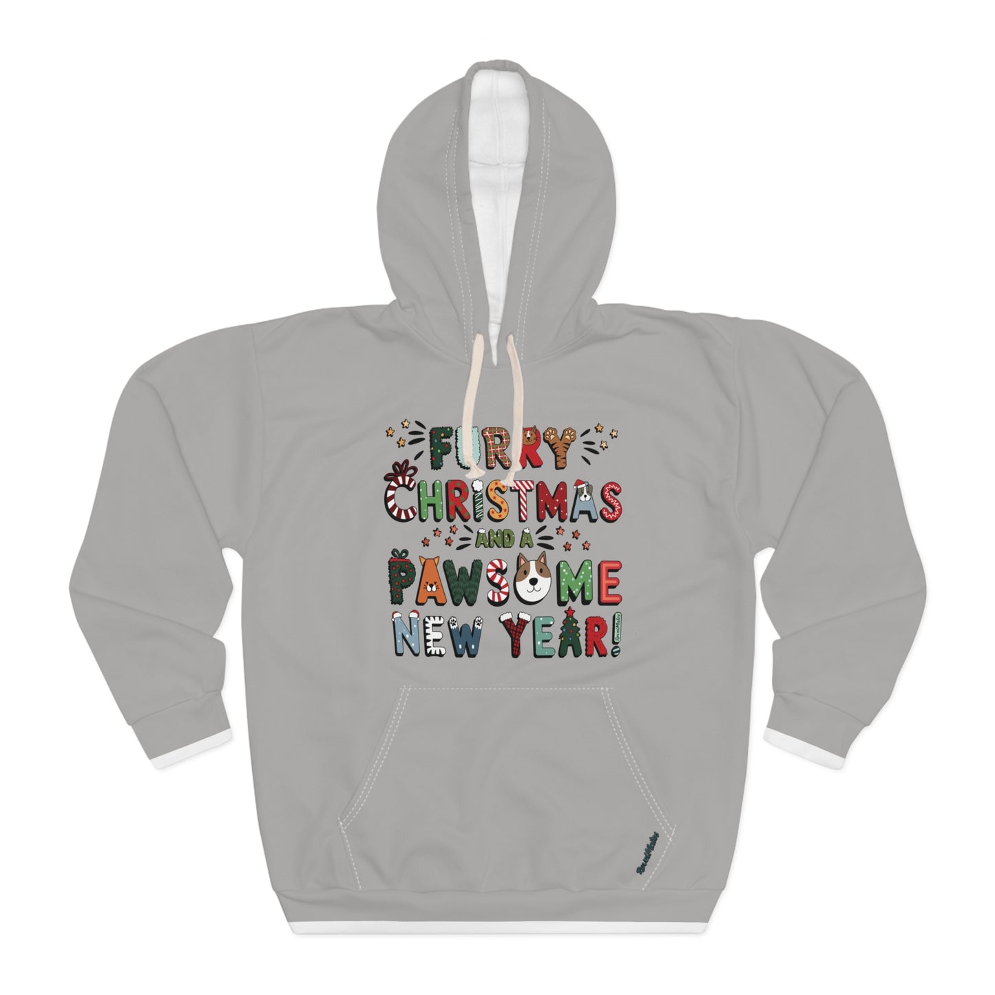 Unisex Cut & Sew Pullover Hoodie | All Over Print Hoodie | Furry Christmas Design | 8 colors