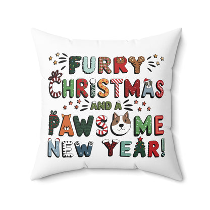 Spun Polyester Square Pillow | Furry Christmas Design | 4 sizes