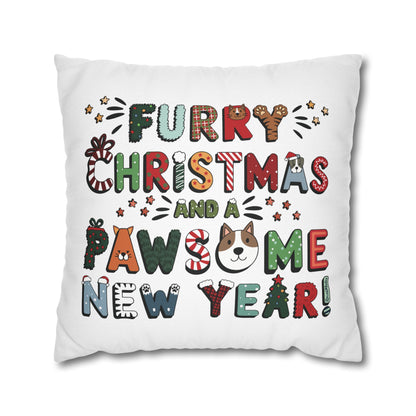 Spun Polyester Square Pillowcase | Furry Christmas Design | 4 sizes