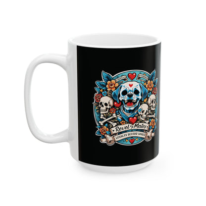 Ceramic Mug (11oz, 15oz) | Dog Skull Tattoo Design | 2 colors | 2 sizes