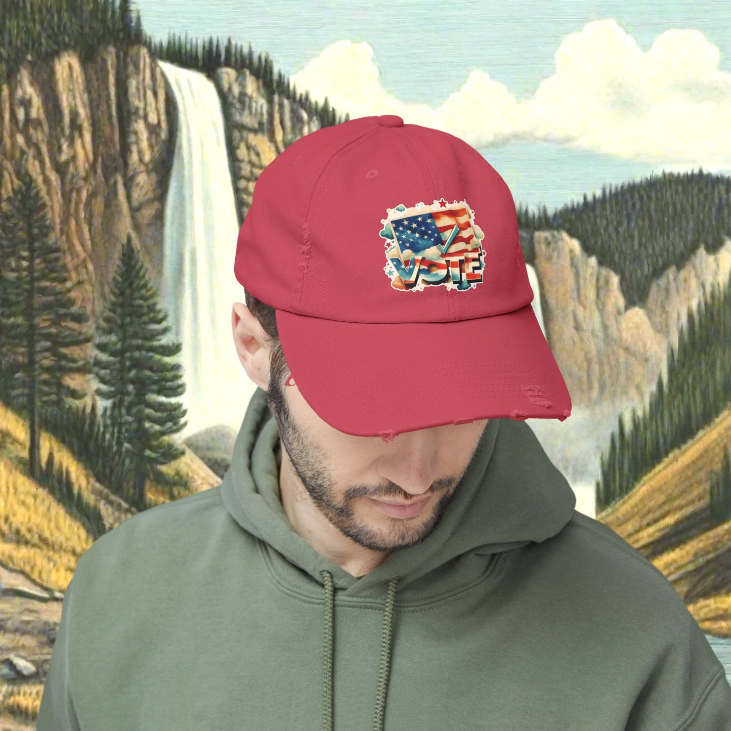 Unisex Distressed Cap | VOTE Watercolor Design | US Elections | 8 colors