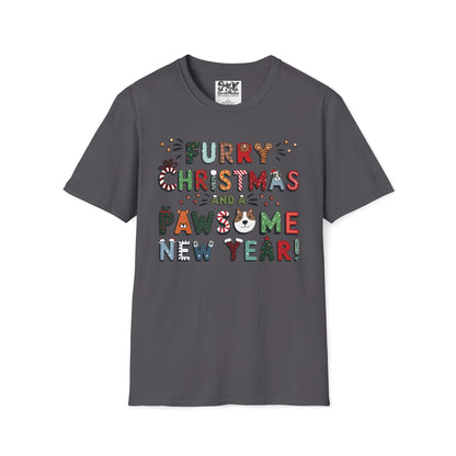 Unisex Softstyle T-Shirt | Solid Colors V.1 | Furry Christmas Design | 14 colors