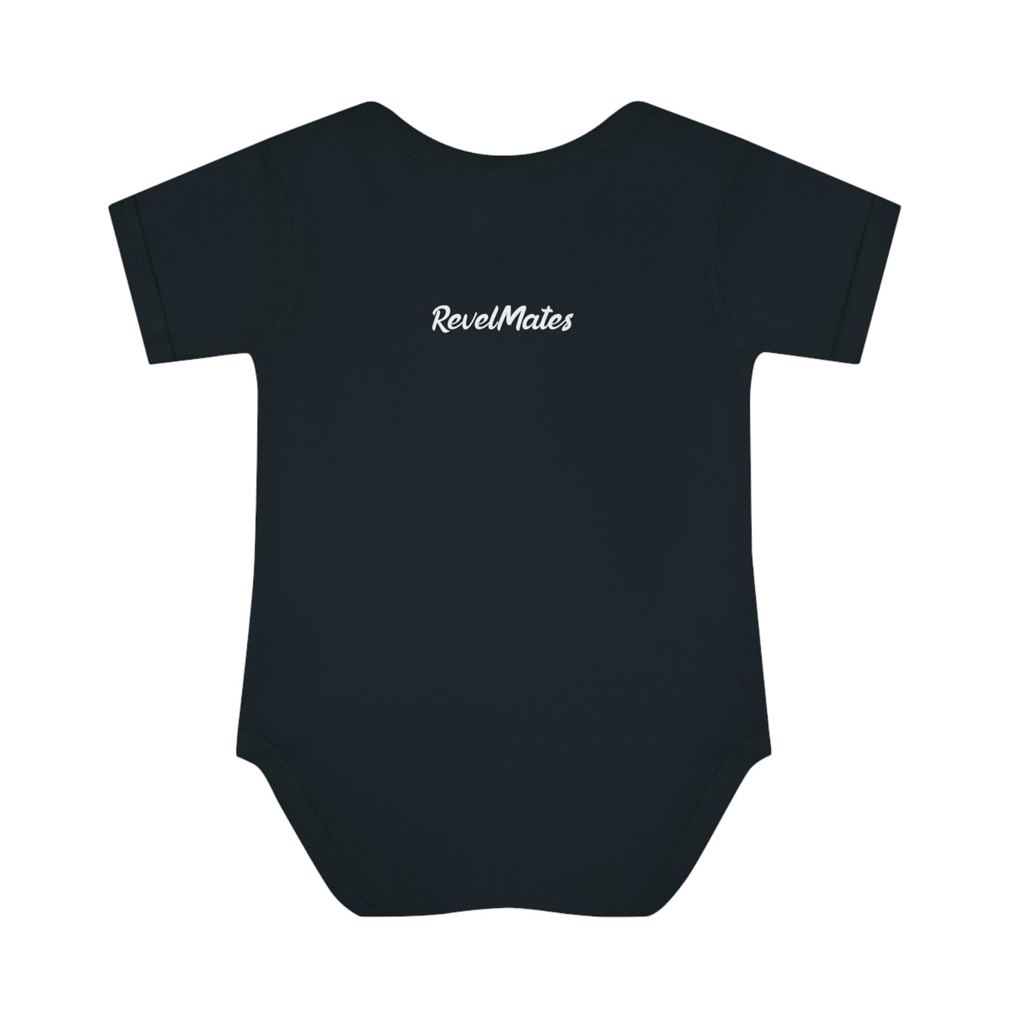 Unisex Infant Baby Rib Bodysuit | NB-24M | Black & White RevelMates Square Design | 4 colors