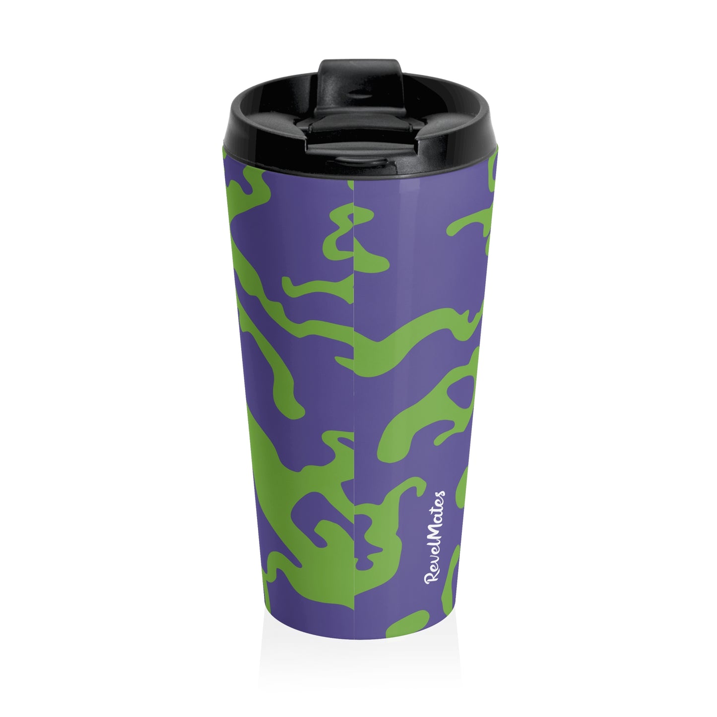 Stainless Steel Travel Mug With Cup 15oz (440ml)| Camouflage Lavender & Lime Design
