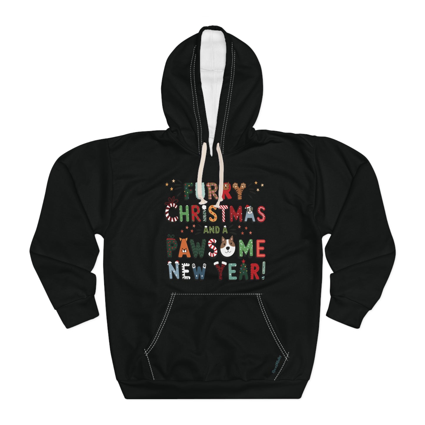 Unisex Cut & Sew Pullover Hoodie | All Over Print Hoodie | Furry Christmas Design | 8 colors