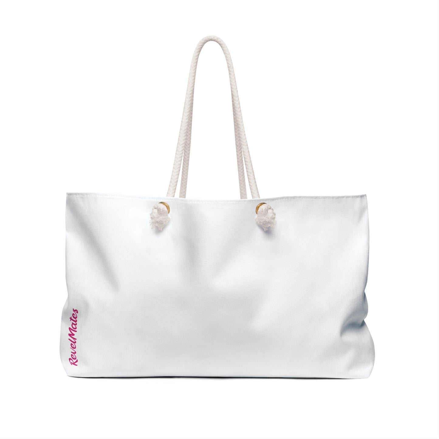 Weekender Beach Bag | All Over Print Bag | White & Fuchsia RevelMates Design