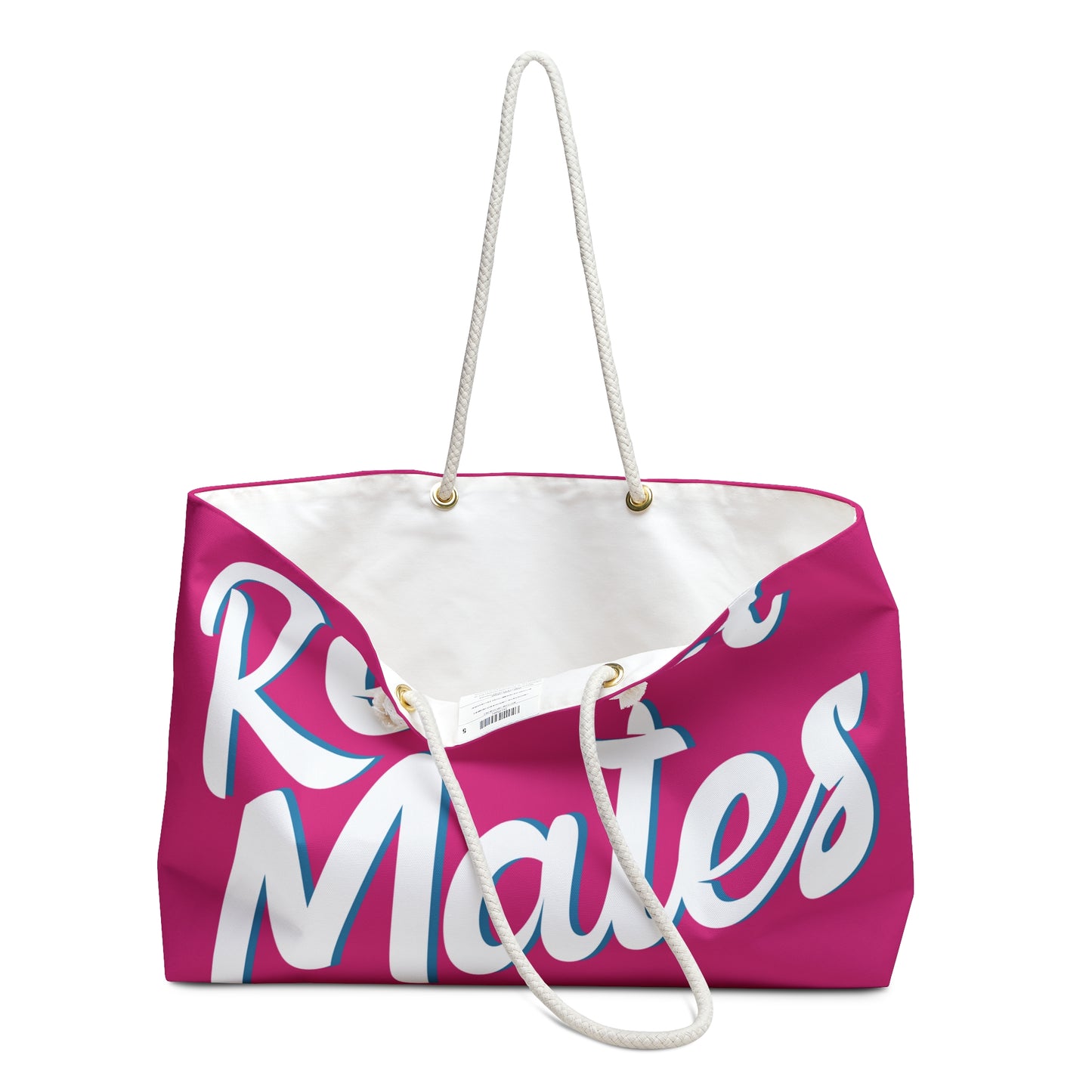 Weekender Beach Bag | All Over Print Bag | Fuchsia & White RevelMates Design