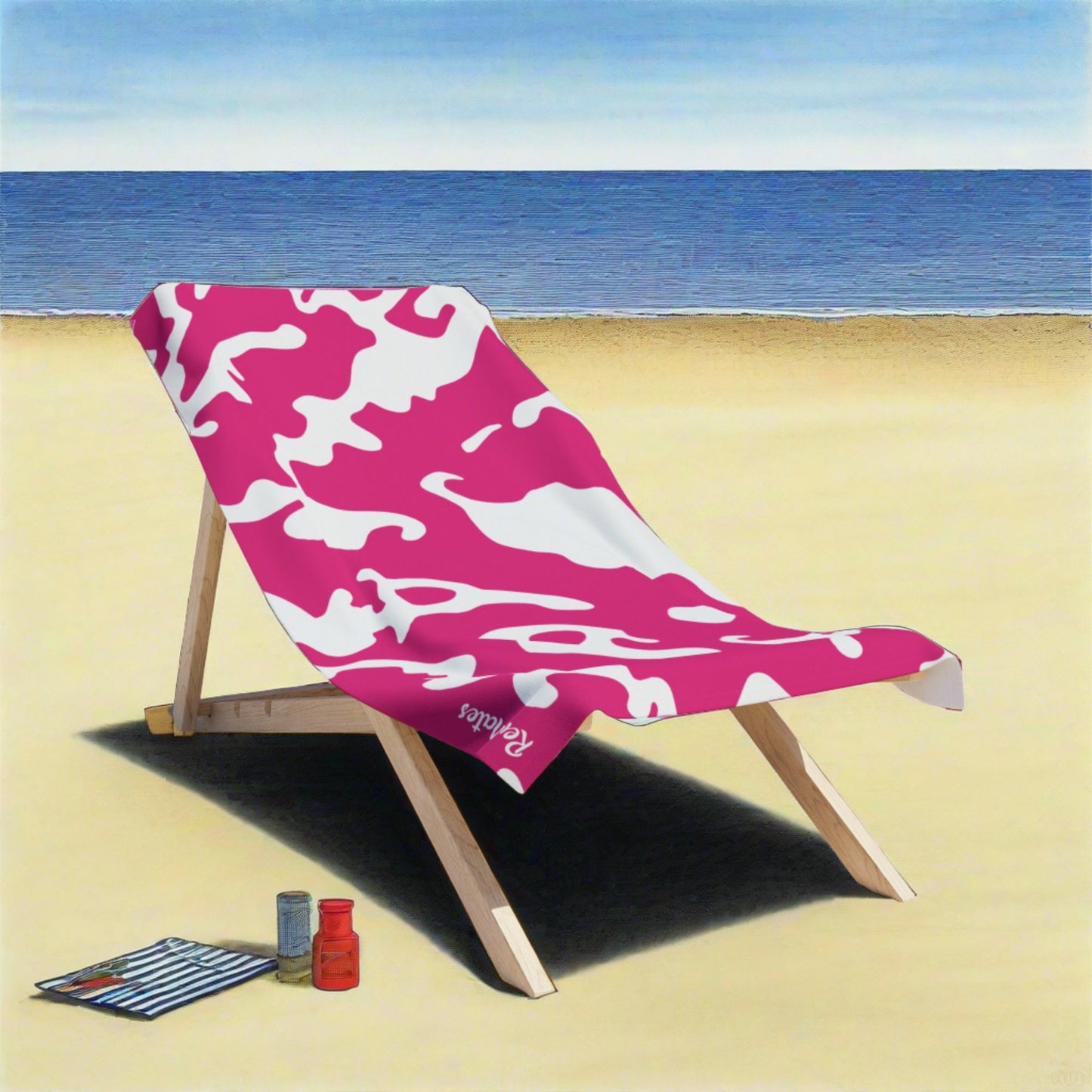 Beach Towel | All Over Print Towel | Camouflage Fuchsia & White Design