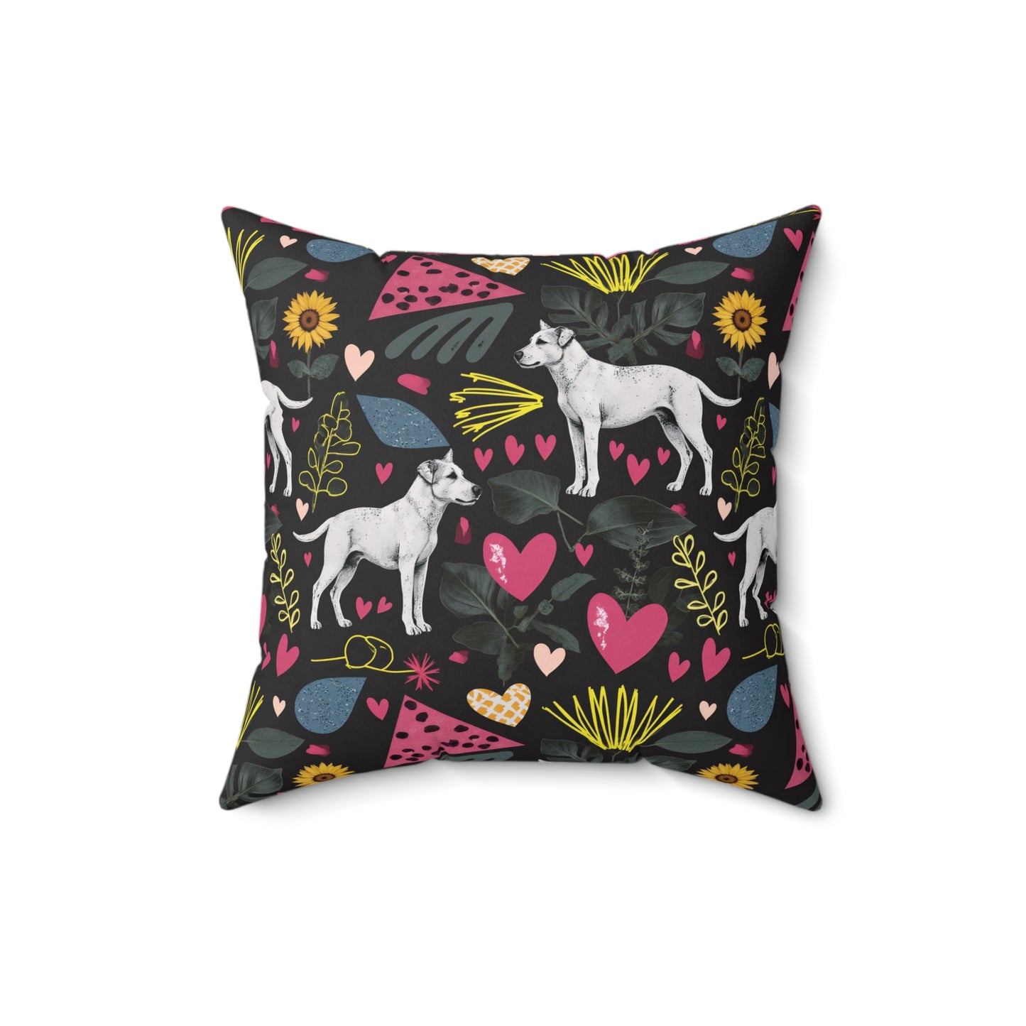 Spun Polyester Square Pillow | Hearts & Tails Design | 4 sizes