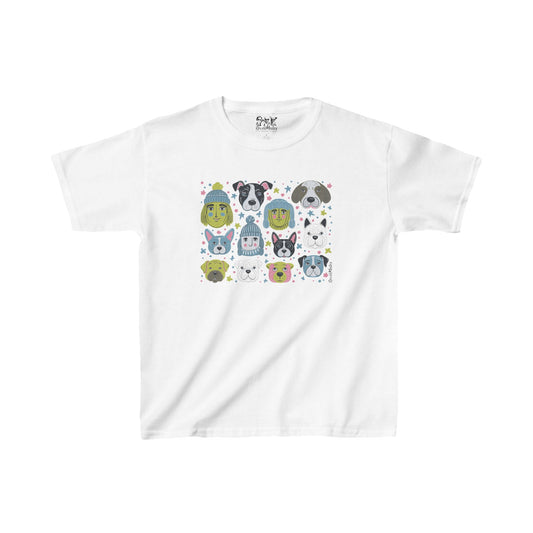 Youth Unisex Heavy Cotton T-Shirt | Winter Doggies Design | 9 colors