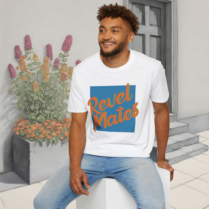 Unisex Softstyle T-Shirt | Blue & Orange RevelMates Square Design | 4 colors