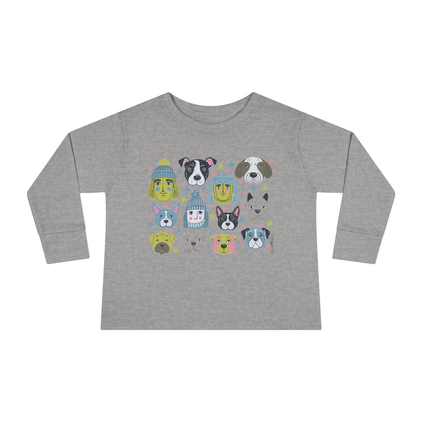 Toddler Unisex Long Sleeve T-Shirt | Winter Doggies Design | 4 colors