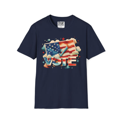 Unisex Softstyle T-Shirt | Solid Colors | VOTE Watercolor Design | US Elections | 15 colors