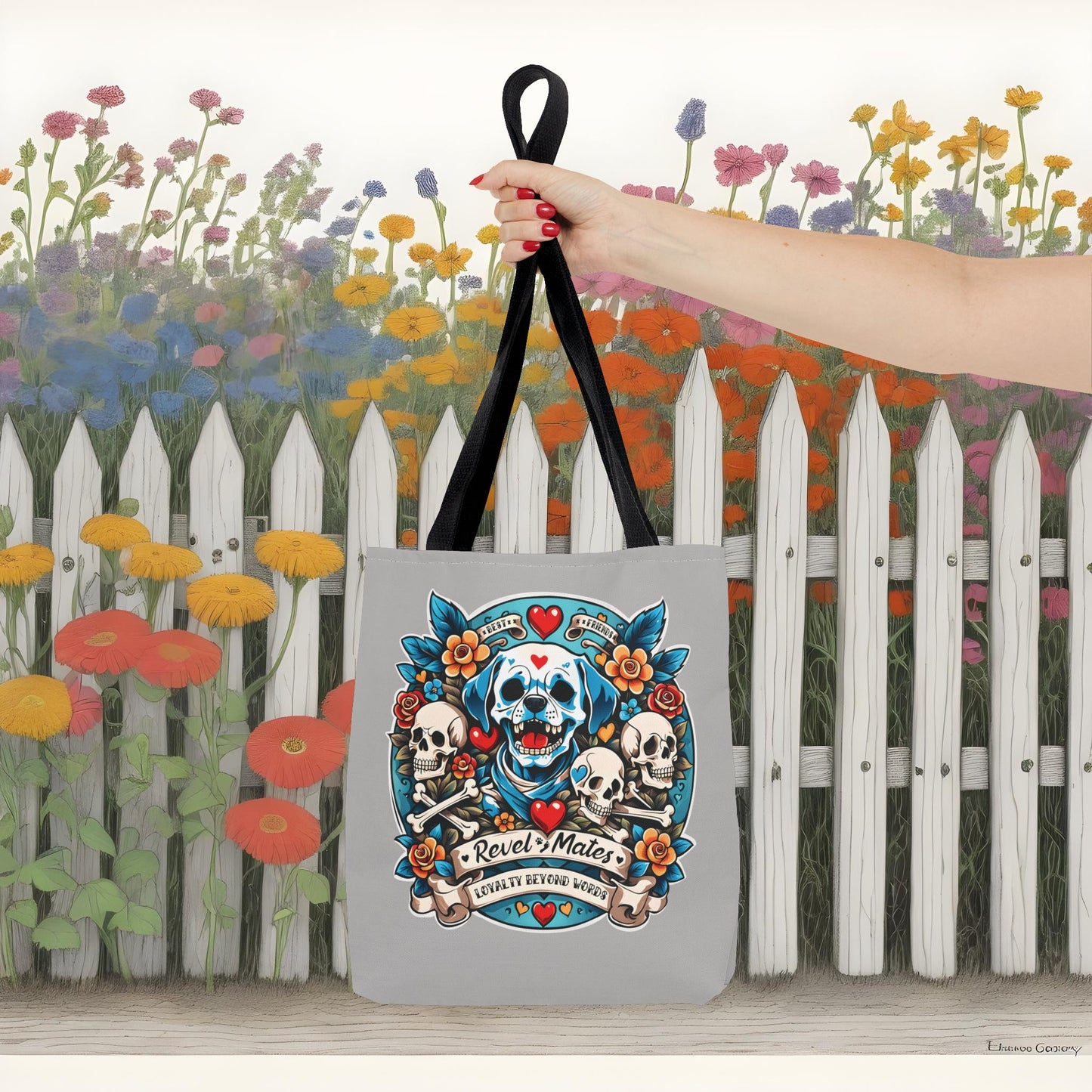 Tote Bag | All Over Print Bag | Dog Skull Tattoo Design