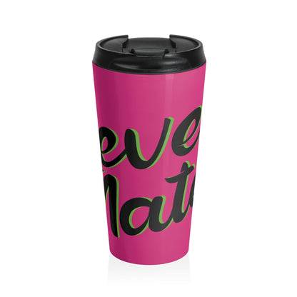 Stainless Steel Travel Mug With Cup 15oz (440ml)| Fuchsia & Black RevelMates Design