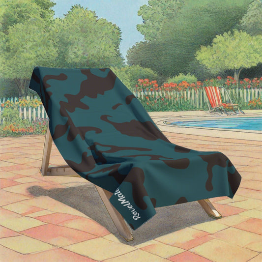 Beach Towel | All Over Print Towel | Camouflage Turquoise & Brown Design