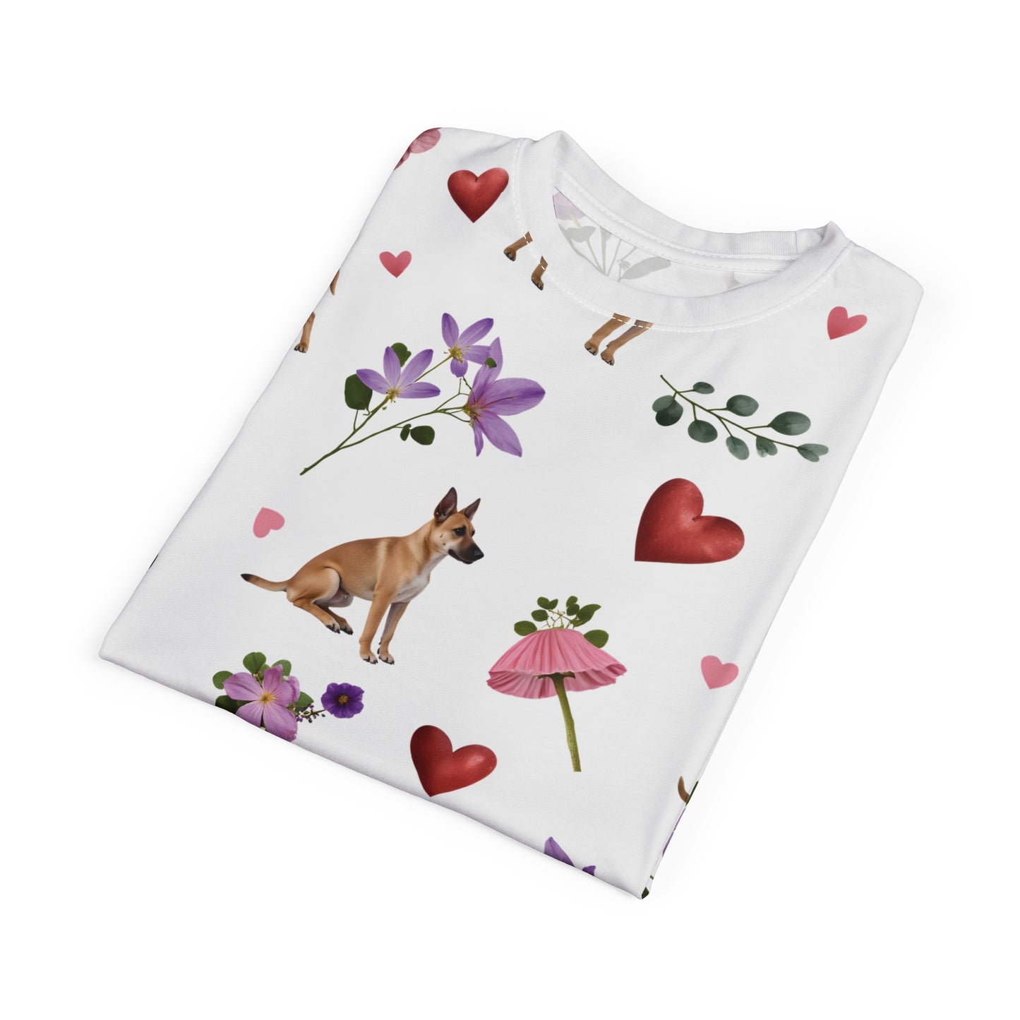 Unisex Cut & Sew T-Shirt | All Over Print Tee | Puppy Love Design