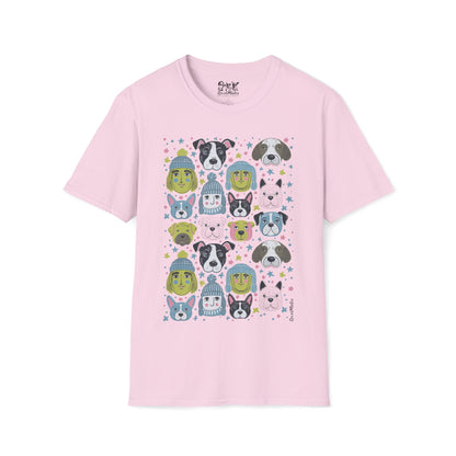 Unisex Softstyle T-Shirt | Winter Doggies Design | 15 colors