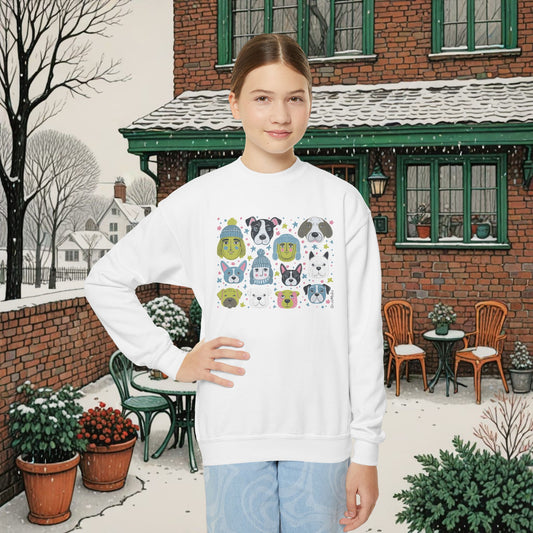 Youth Unisex Crewneck Sweatshirt | Winter Doggies Design | 3 colors